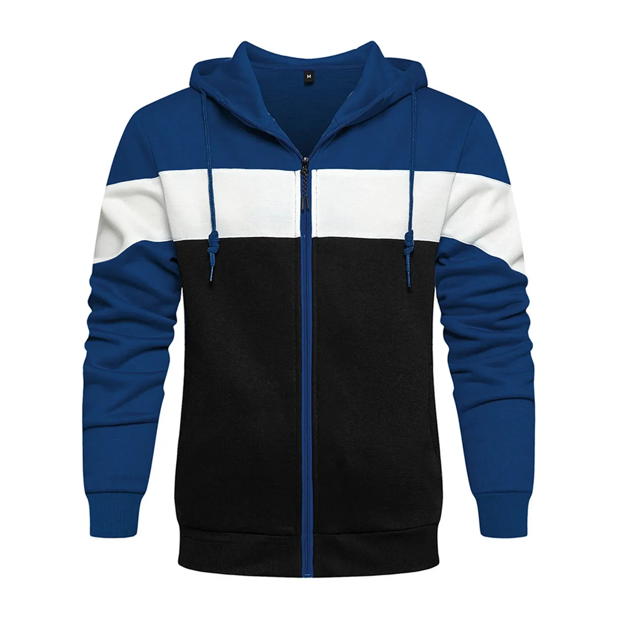 Fashion Mens Zip Up Hoodies Sweatshirts Patchwork Jumper