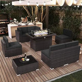 7/8 Pieces Outdoor Patio Furniture Set with Fire