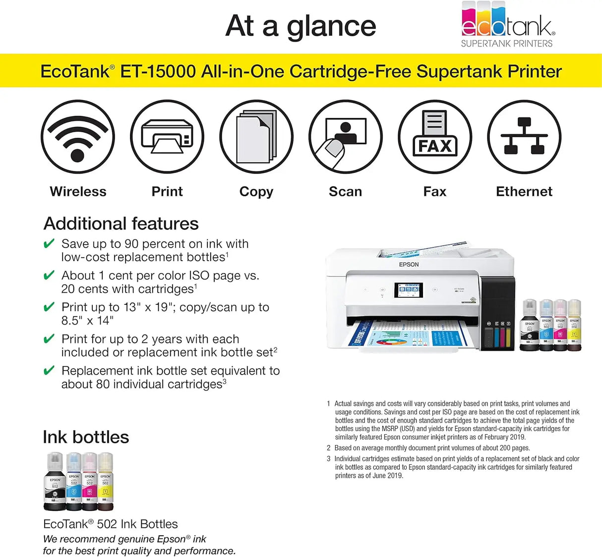 EcoTank ET-15000 Wireless Color All-in-One Supertank Printer