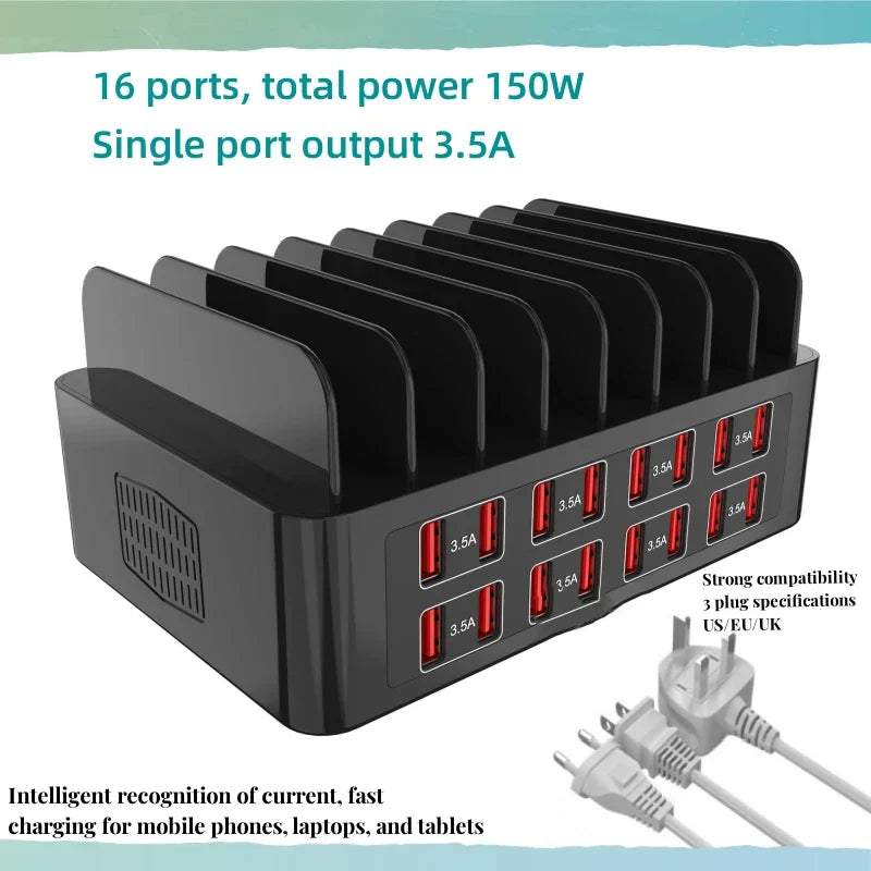 Multi port socket 16 port bracket charger HUB