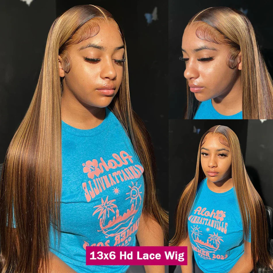 250% HD Highlight Bone Straight Lace Frontal Wig