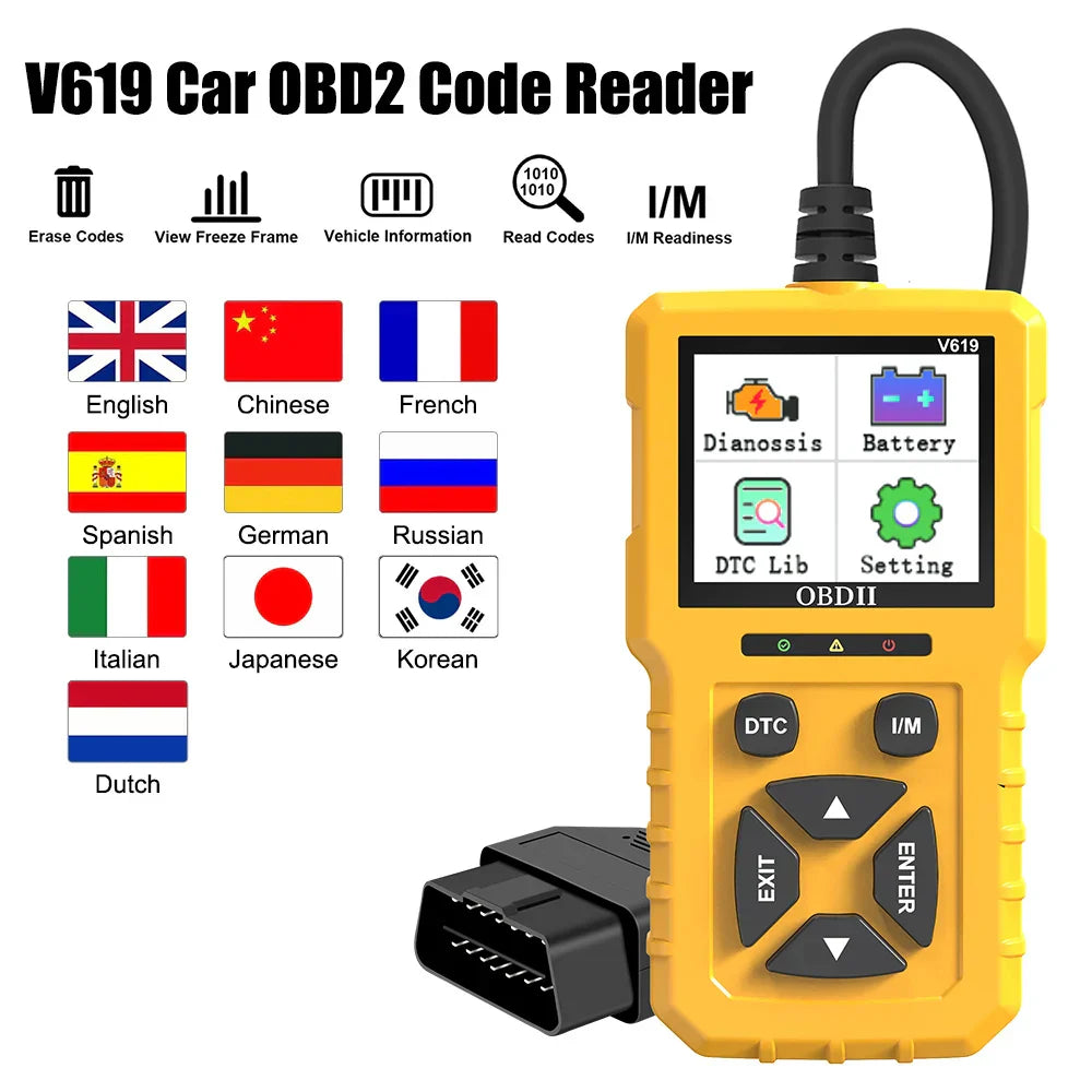 V619 12V Car OBD2 Diagnostic Tools OBD 2