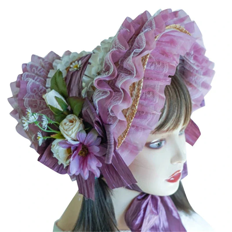 Japanese Lolita Sweet Handmade Straw Sun Hat Lace