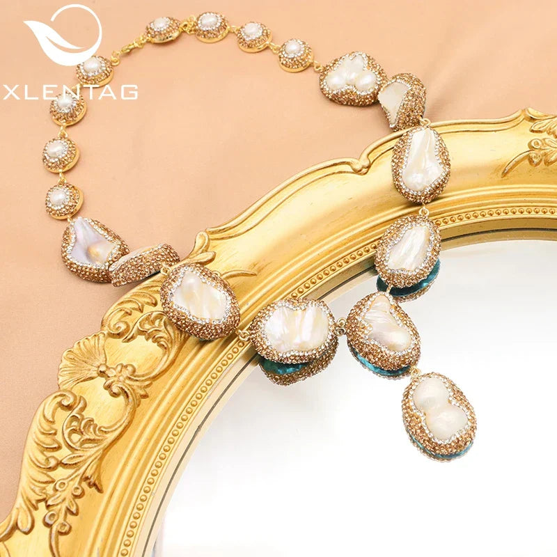 GLSEEVO Natural Baroque Shaped Pearl Women Jewelry Necklace