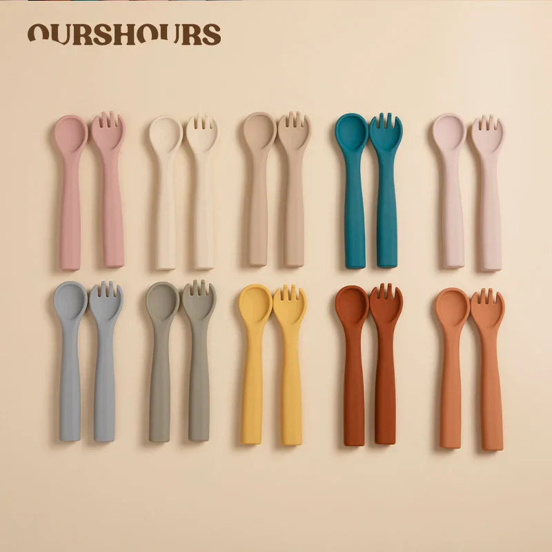Food Grade Baby Soft Silicone Spoon Fork Set