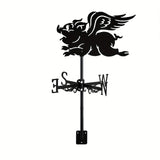1pc Rooster Cock Weathervane Silhouette Art Black Metal