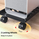 Mobile Metal Computer Tower Stand Width Adjustable Gaming