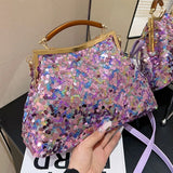 2023 Elegant Women Glitter Sequin Shell Clip Evening