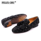 Mens Tassel Loafers Sequin Casual Shoes British Style