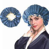 Ladies Satin Nightcap Solid Color Simple Drawstring Adjustable
