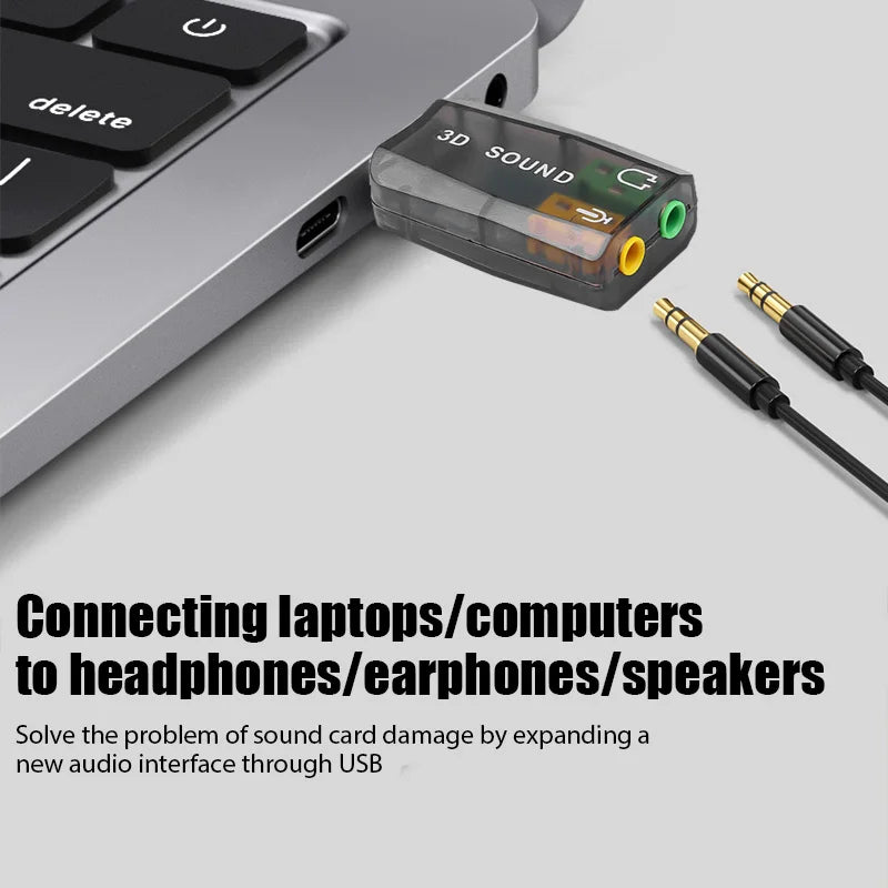 Portable External Usb To 3.5mm Mic Headphone Jack