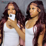 13x6 99J Burgundy Lace Front Wig Body Wave