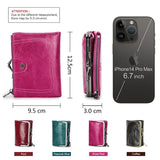 Contact'S Metal Frame Wallet Ladies Purse Women Cowhide Vintage Hasp and Zipper Red Small Purses for Woman ID Cards And Coin