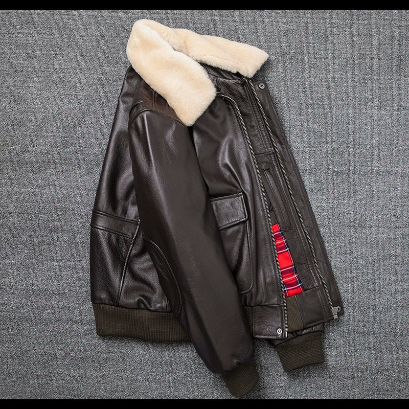 Plus Size Bust 140cm Bomber Men Genuine Leather