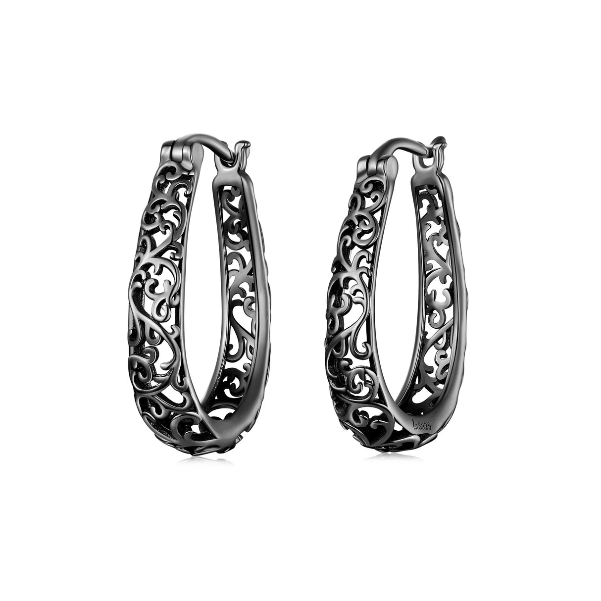BAMOER 18K Gold Plated Filigree Hoop Earrings 925
