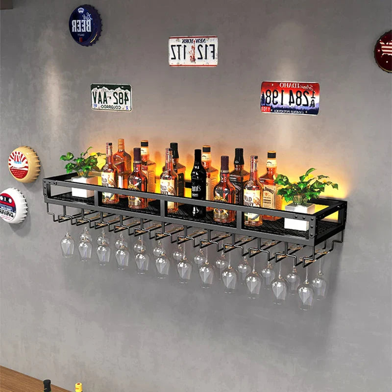 Bar Metal Wine Rack Display Wall Mounted Club