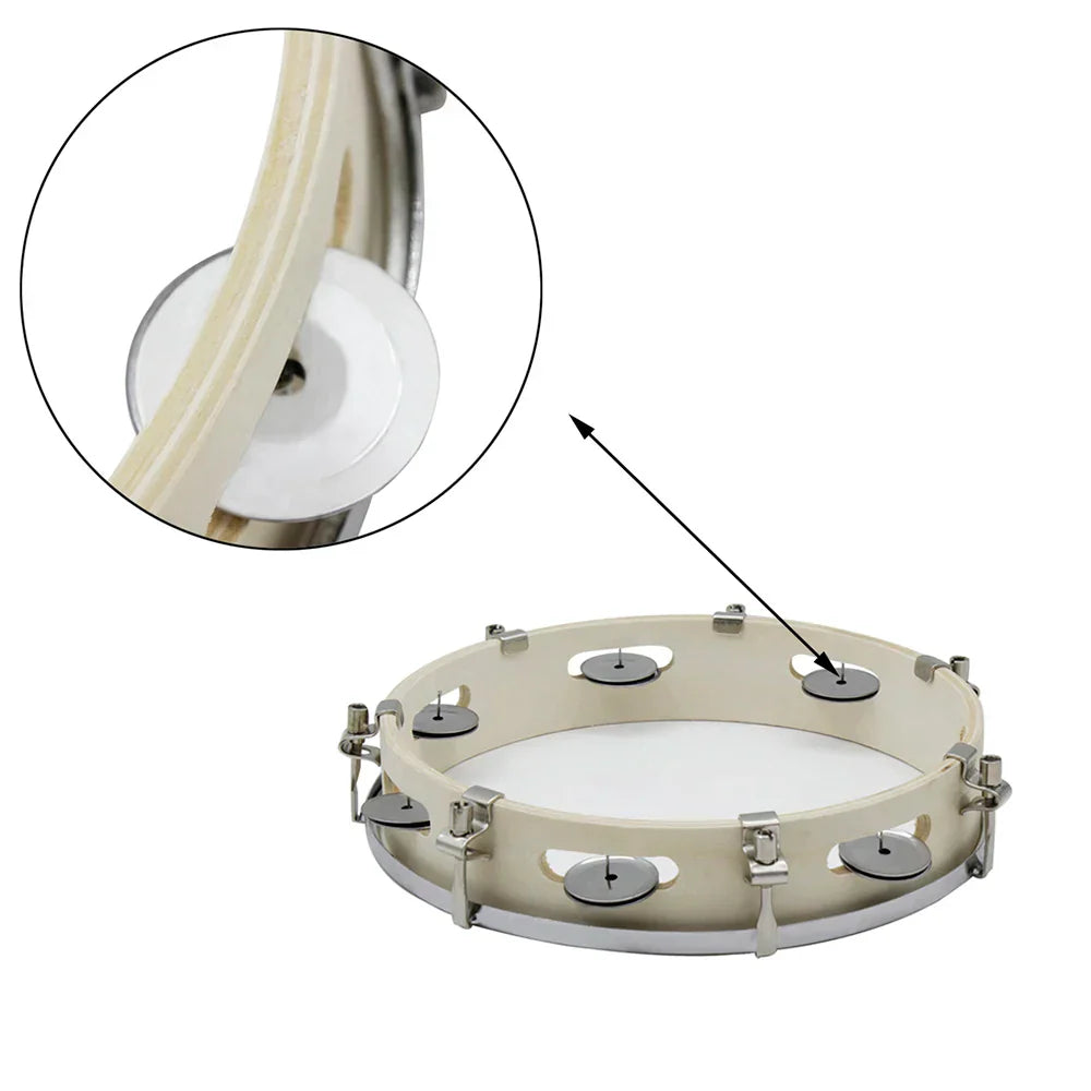 10 Inches Tambourine Adjustable Solid Wooden Panel Hand