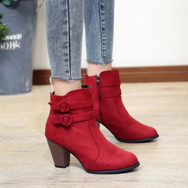 Retro Boots Women's Shoes 2023 New Square Heel