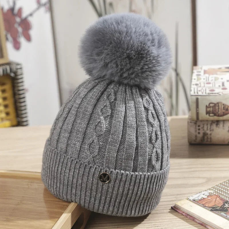 Winter Hats for Woman Thicker Beanies Chenille Ball