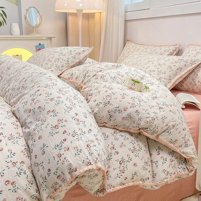 Soft Cotton Crib Bedding Set Girl Bed Kid