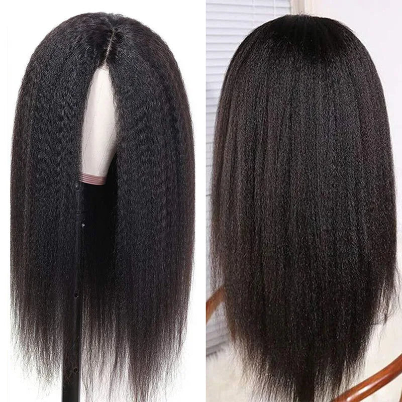 European and American Black Curly T-shaped front lace