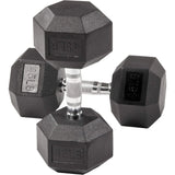 Rubber Coated Hex Dumbbell Weight Set and Storage