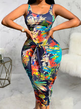LW Plus Size Summer Low Neck Dress Floral