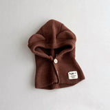 New Baby Knitted Hooded Scarf Warm Solid One