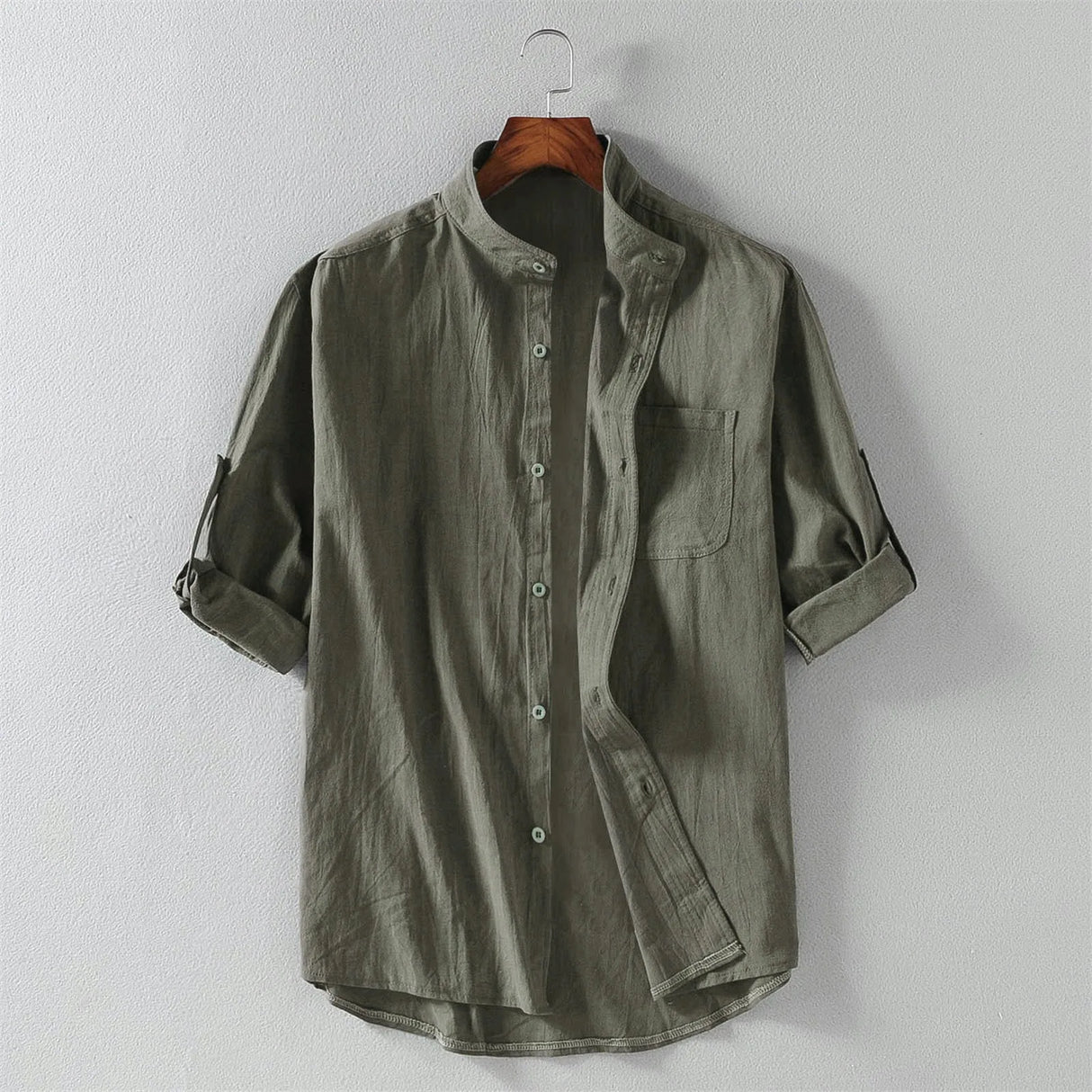 Hot Male Summer Cotton Linen Shirt Solid Casual