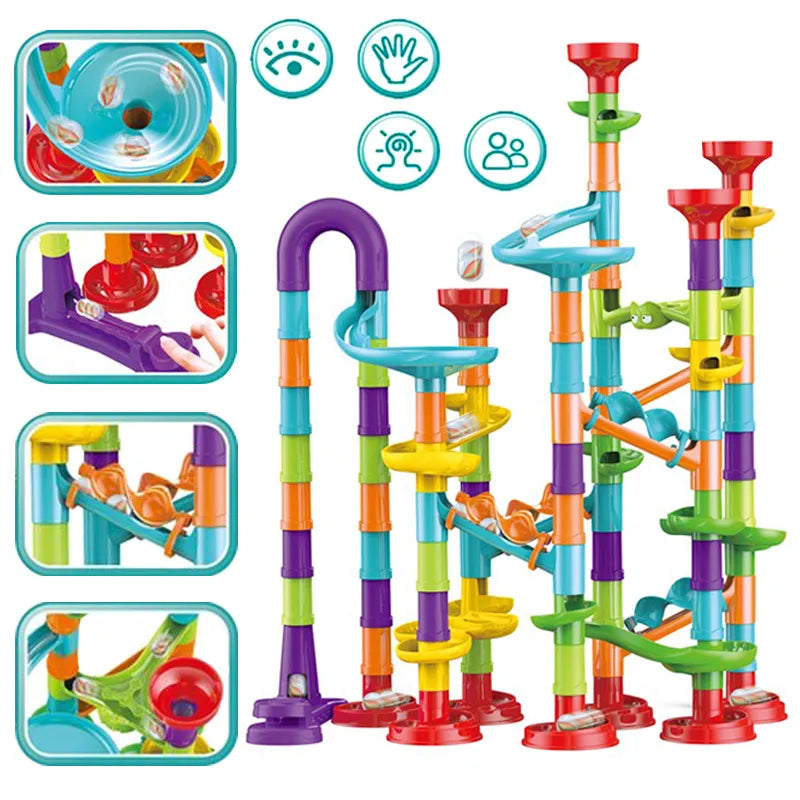 45-142PCS DIY Track Blocks Construction Marble Run Race