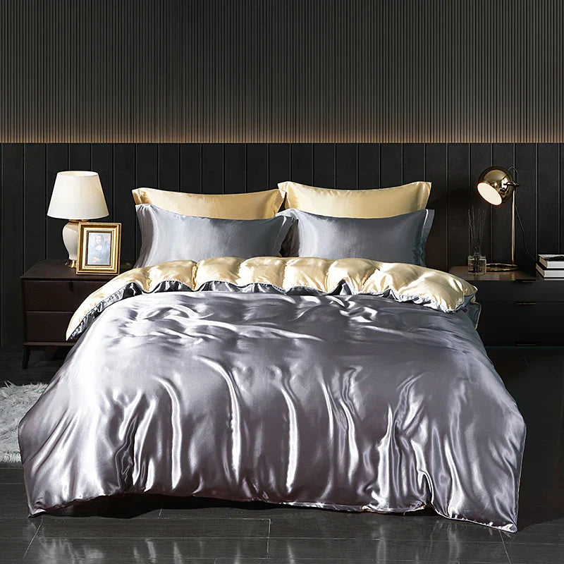 Luxury Gold Mulberry Silk Bedding Set Comforter Quilt