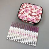 16Pcs Aluminum Crochet Hook Kit Printing Storage Bag