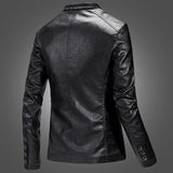 PU Jacket Men Solid Color Leather Coat Jacket