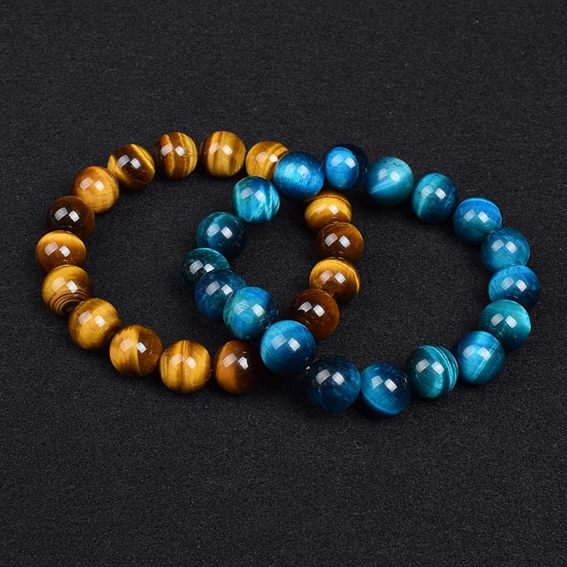 Real Natural Blue Tiger Eye Bracelet Azure Color