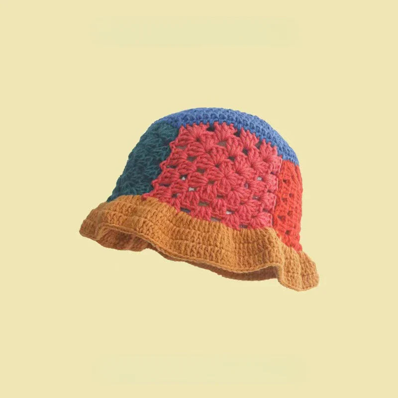 Korean Hand knit Crochet Bucket Hats Spring Summer