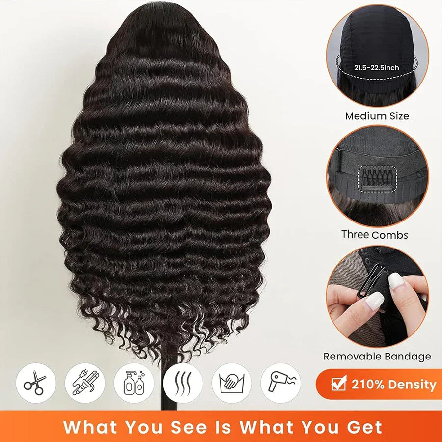 210% Density Loose Deep Wave Human Hair Lace