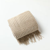 Textured Knitted Throw Blankets with Tassels Cozy Woven