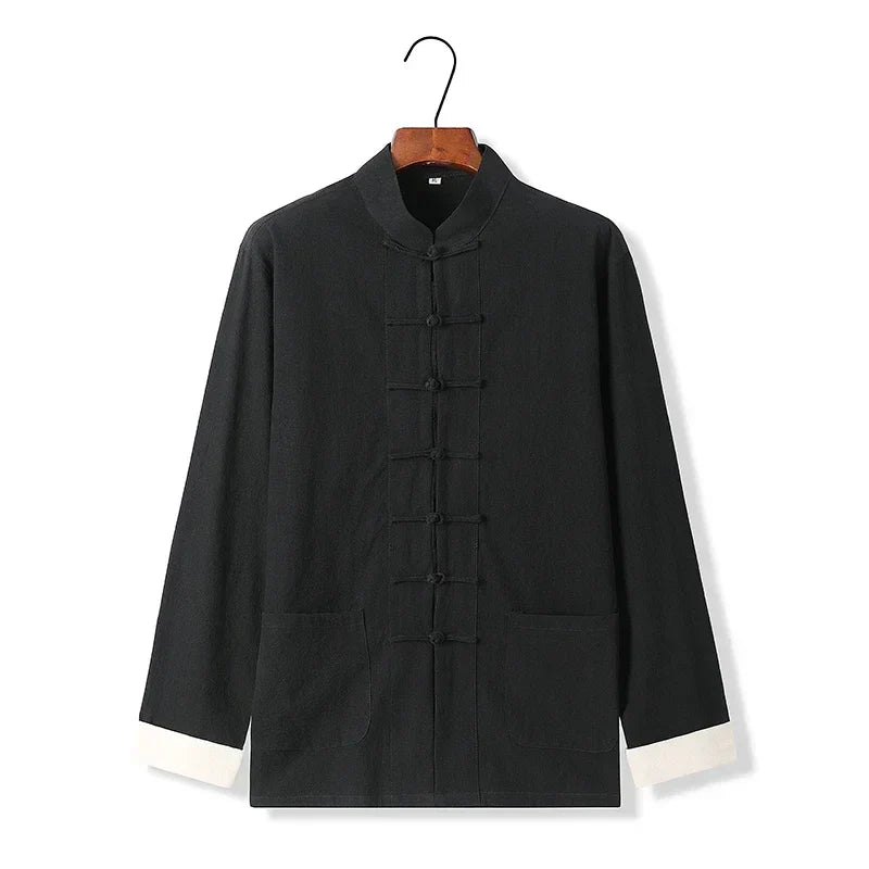 Chinese Traditional Retro Windbreaker Men's Long-sleeved Tang Suit