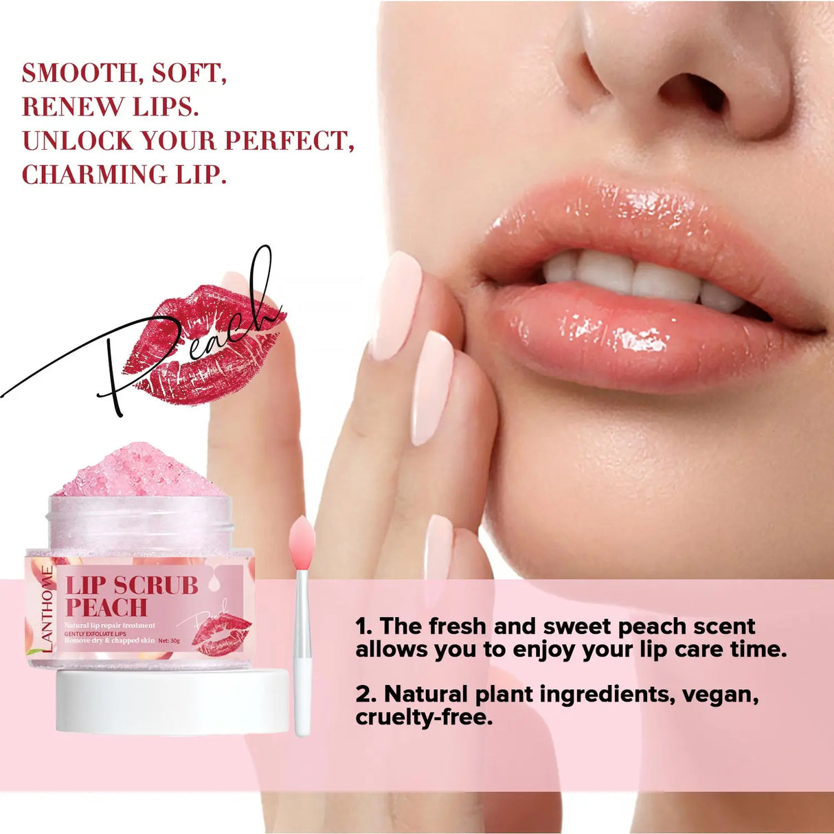 Peach Lip Scrub Exfoliating Lightening Fade Lip Lines