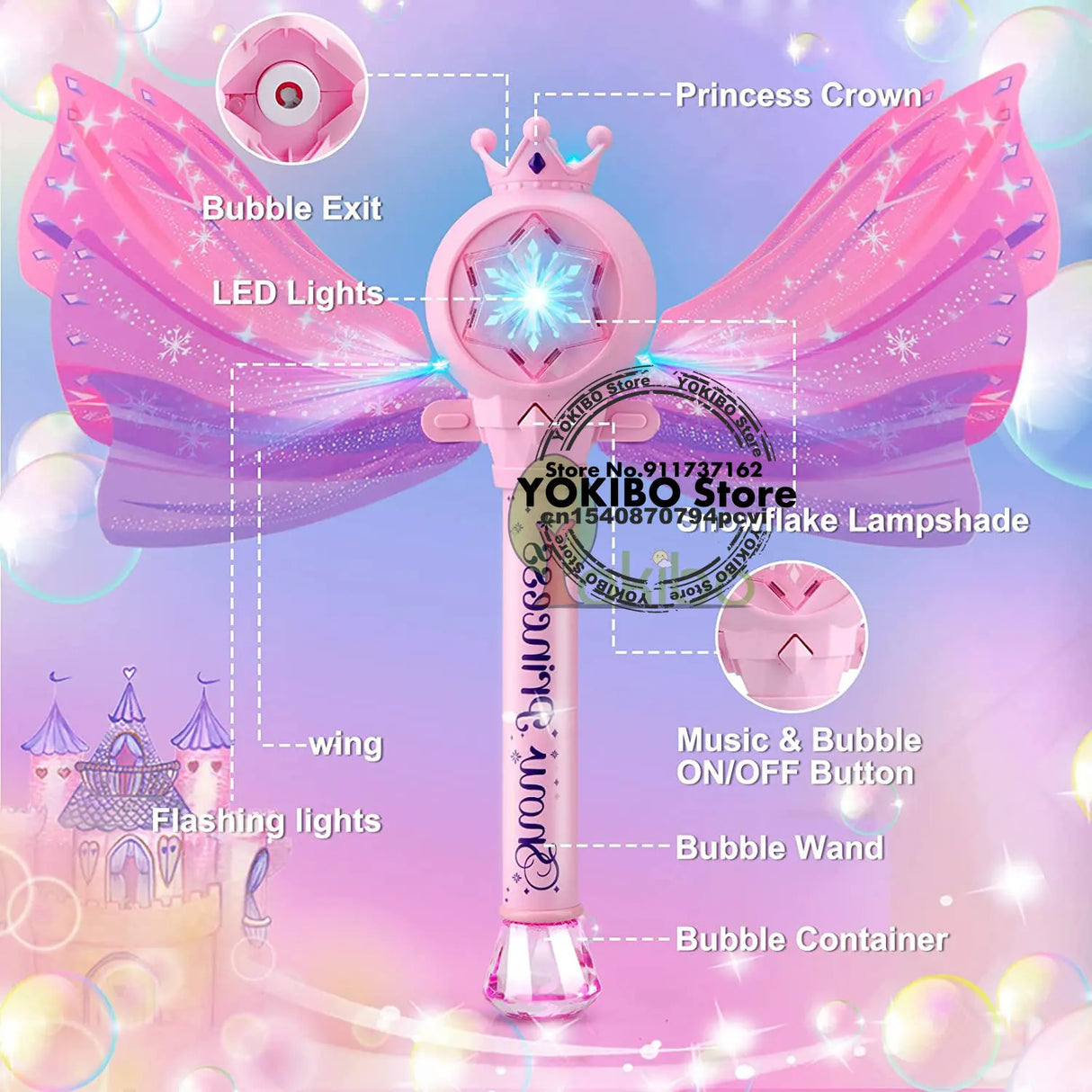 Bubble Wands for Kids Girls Light Up LED