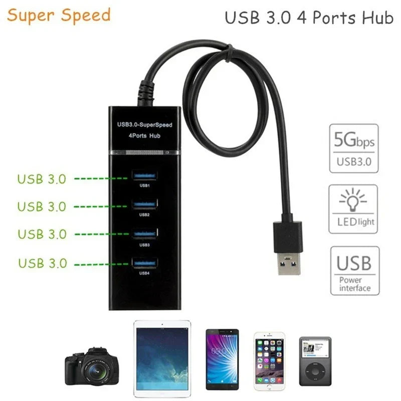4 Ports 2.0 3.0 USB HUB Splitter High