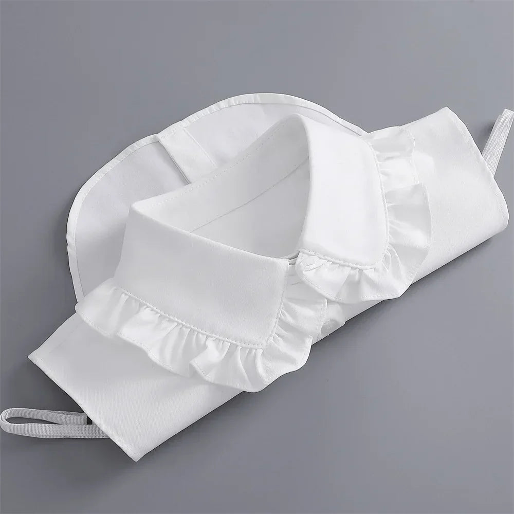 Women Fake Collar Shirt Ruffles Lapel Detachable Shirt