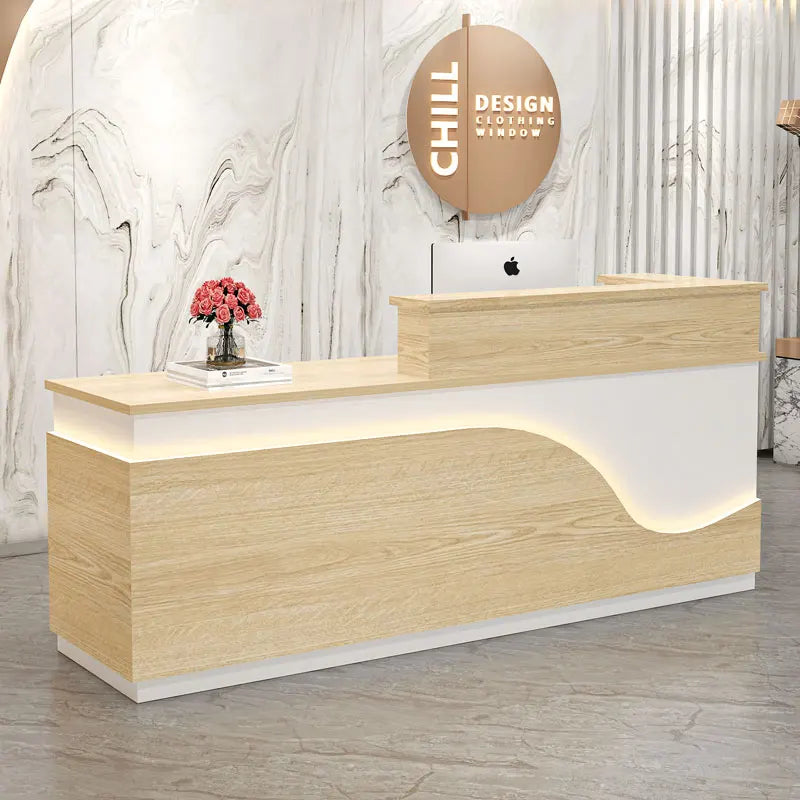 White Light Reception Desks Design Stylish Modern Luxury