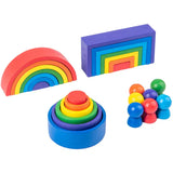 In Small Wooden Rainbow Stacker Nesting Puzzle Blocks