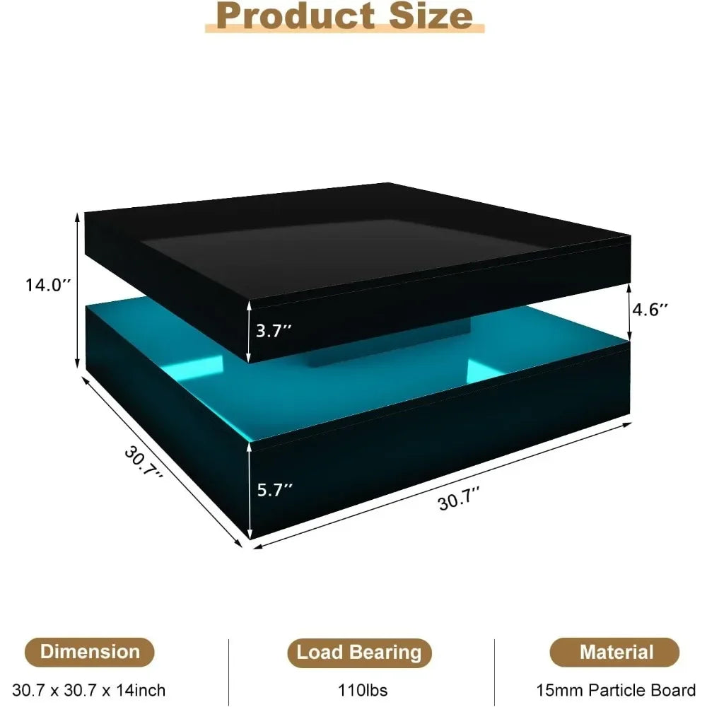 Black LED Coffee Table for Living Room Restaurant