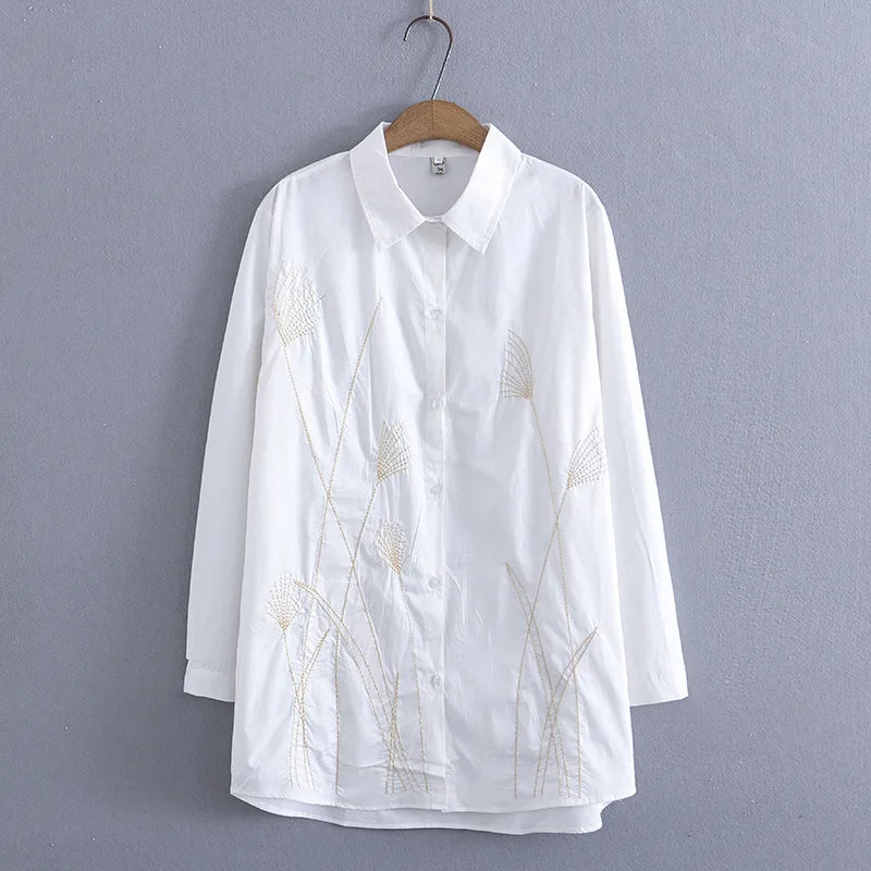 4XL Plus Size Shirt Women 2023 Spring Vintage