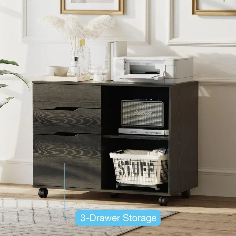OLIXIS, 3 Drawer Mobile Lateral File Cabinet Home