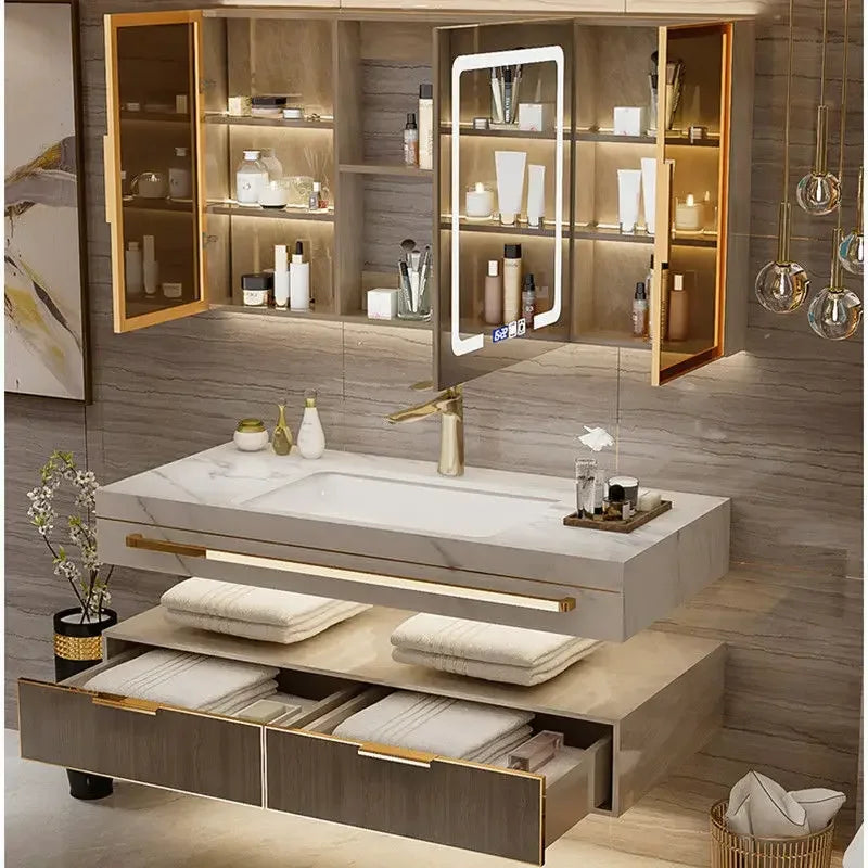 Modern Slate Bathroom Cabinet with Smart Mirror Ceramic