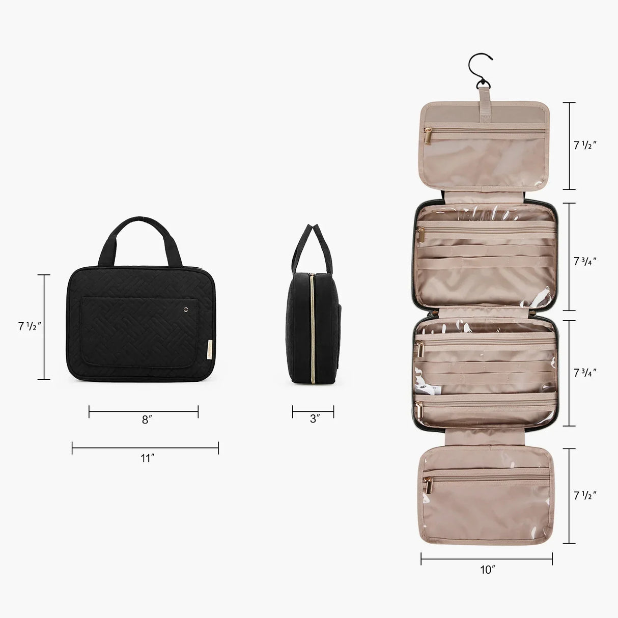 BAGSMART Makeup Cosmetic Bag with Hanging Hook Water-resistant
