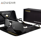 AOWEAR Men's Aviation Sunglasses Men Polarized Mirror Sunglass